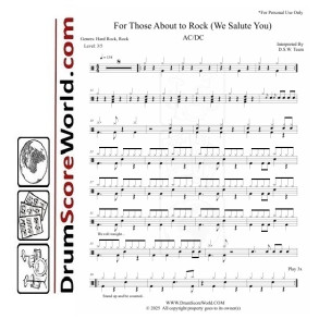 AC/DC - For Those About to Rock - Drum Sheet & Play-Along Track